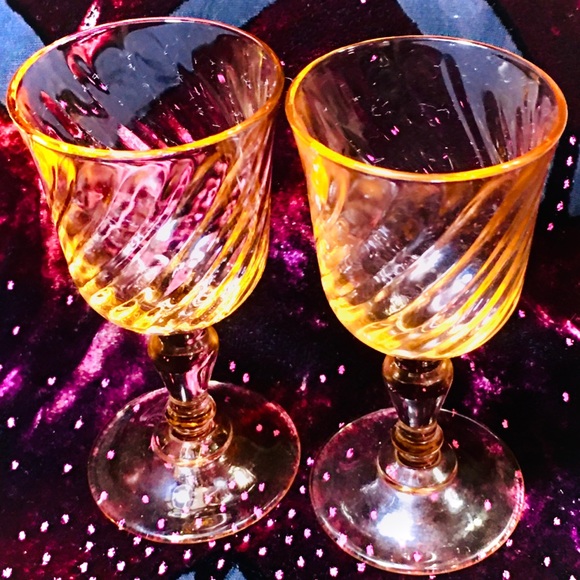 SOLD!⛔️VINTAGE 2 PINK SWIRL ROSALINE LIQUEUR GLASSES 🇫🇷 - Picture 8 of 8